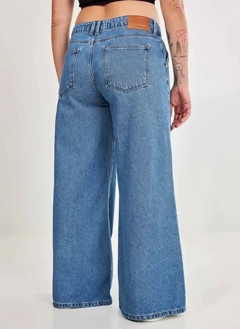 calça jeans wide leg cintura baixa calça jeans wide leg cintura baixa