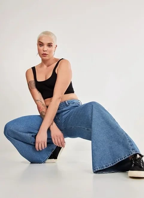 calça jeans wide leg cintura baixa calça jeans wide leg cintura baixa