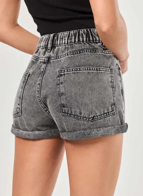 short jeans mom cintura com elástico short jeans mom cintura com elástico