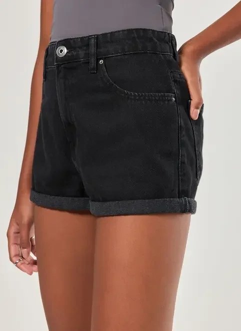 short jeans mom cintura com elástico short jeans mom cintura com elástico