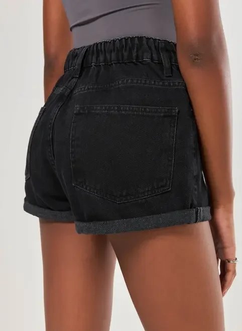 short jeans mom cintura com elástico short jeans mom cintura com elástico