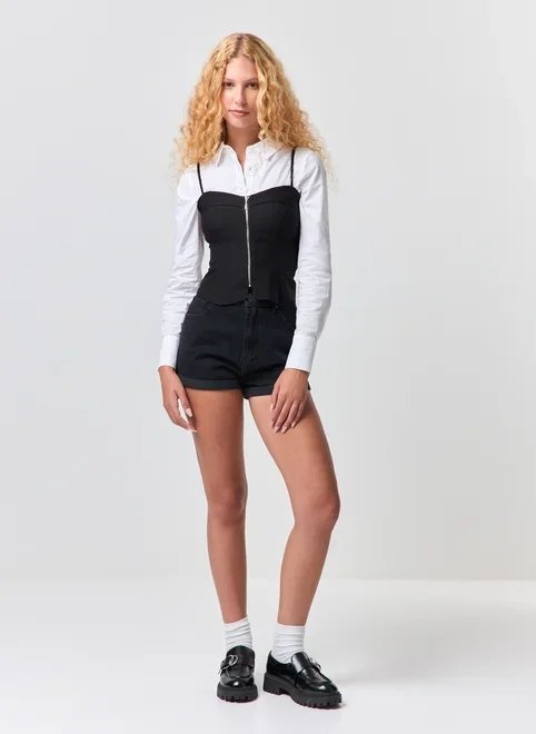 short jeans mom cintura com elástico short jeans mom cintura com elástico