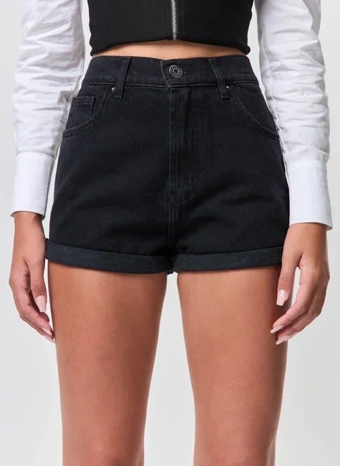 short jeans mom cintura com elástico short jeans mom cintura com elástico