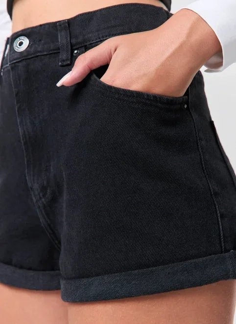 short jeans mom cintura com elástico short jeans mom cintura com elástico