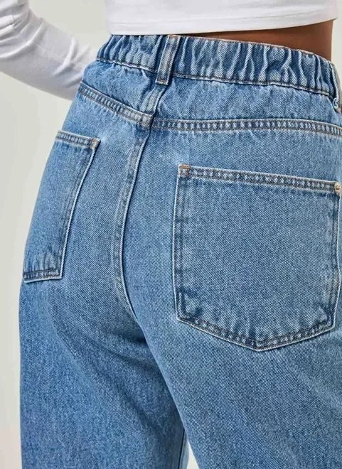 calça jeans wide leg com elástico calça jeans wide leg com elástico