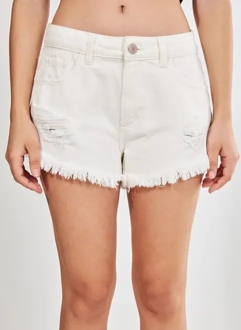 short de sarja off-white desfiado short de sarja off-white desfiado