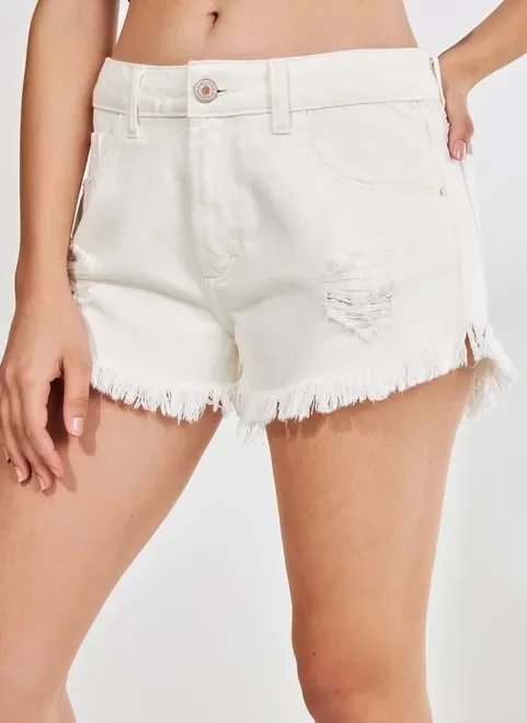 short de sarja off-white desfiado short de sarja off-white desfiado