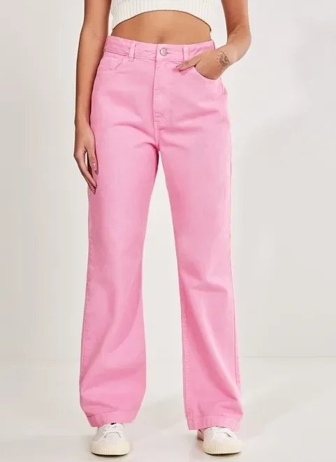 calça reta over em sarja rosa calça reta over em sarja rosa