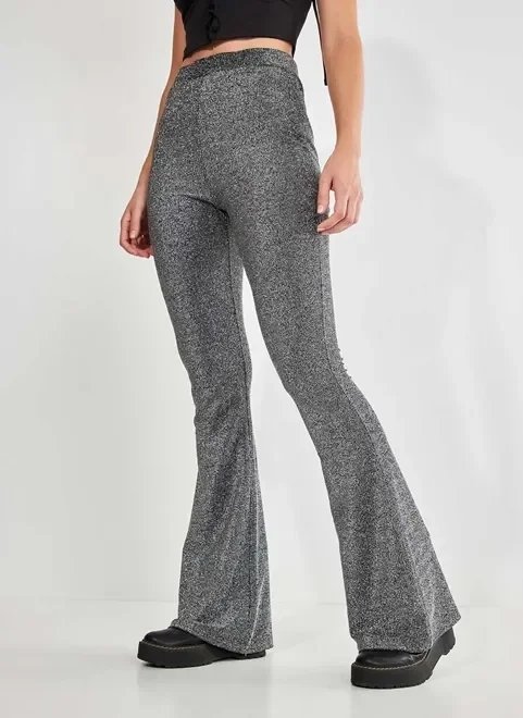 calça flare brilhosa calça flare brilhosa