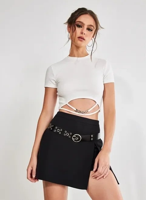 short saia preto fendinha short saia preto fendinha