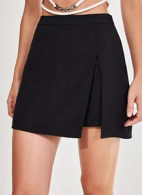 short saia preto fendinha short saia preto fendinha