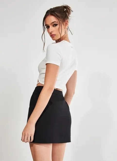 short saia preto fendinha short saia preto fendinha