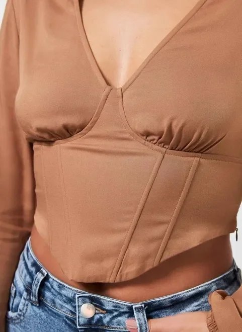 blusa corsetada de manga longa blusa corsetada de manga longa