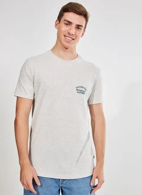 camiseta mescla com detalhe college camiseta mescla com detalhe college