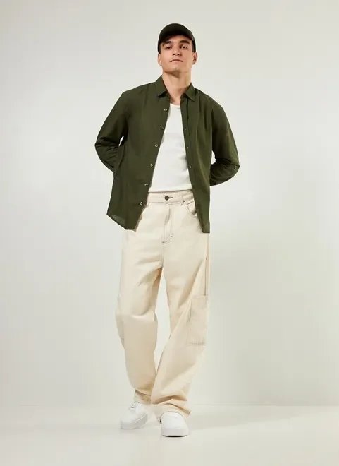 camisa de manga longa com linho camisa de manga longa com linho