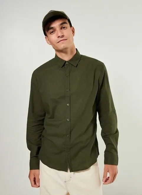 camisa de manga longa com linho camisa de manga longa com linho