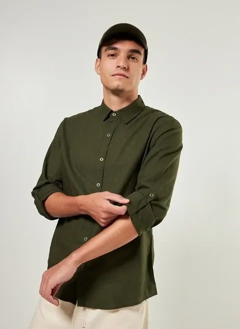 camisa de manga longa com linho camisa de manga longa com linho