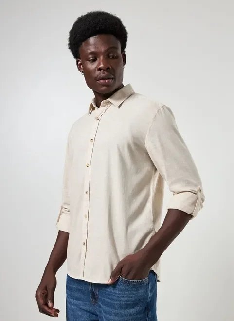 camisa de manga longa com linho camisa de manga longa com linho