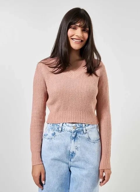 blusa de retilínea com gola v blusa de retilínea com gola v
