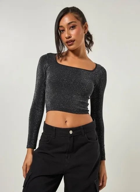 blusa cropped seamless com brilho blusa cropped seamless com brilho