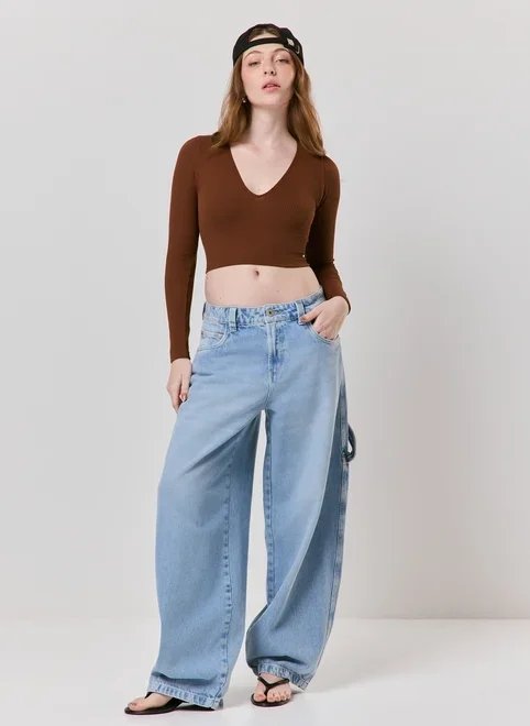 blusa manga longa seamless decote v blusa manga longa seamless decote v