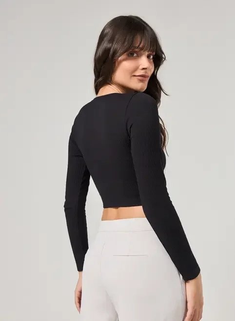 blusa manga longa seamless decote v blusa manga longa seamless decote v
