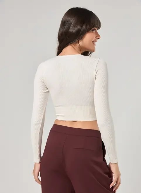 blusa manga longa seamless decote v blusa manga longa seamless decote v