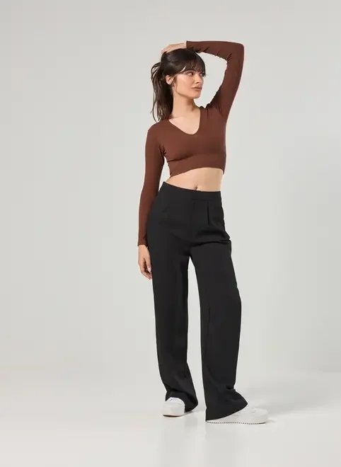 blusa manga longa seamless decote v blusa manga longa seamless decote v