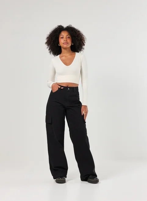 blusa manga longa seamless decote v blusa manga longa seamless decote v