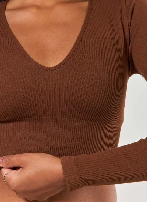 blusa manga longa seamless decote v blusa manga longa seamless decote v