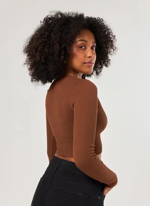 blusa manga longa seamless decote v blusa manga longa seamless decote v