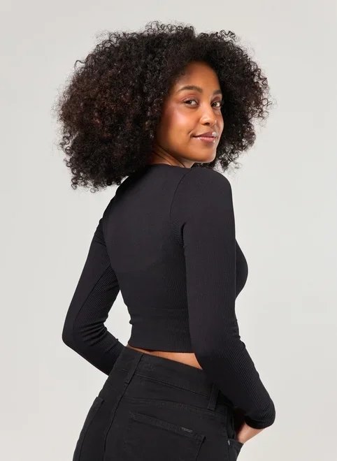 blusa manga longa seamless decote v blusa manga longa seamless decote v