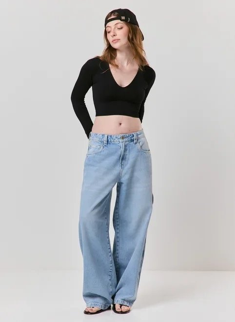 blusa manga longa seamless decote v blusa manga longa seamless decote v