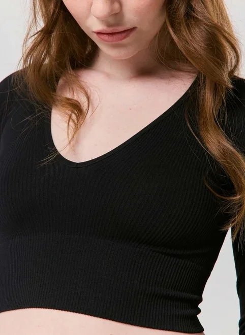 blusa manga longa seamless decote v blusa manga longa seamless decote v