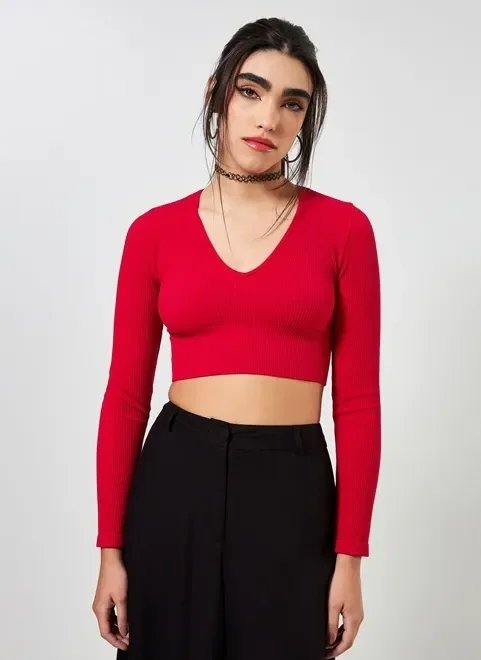 blusa manga longa seamless decote v blusa manga longa seamless decote v