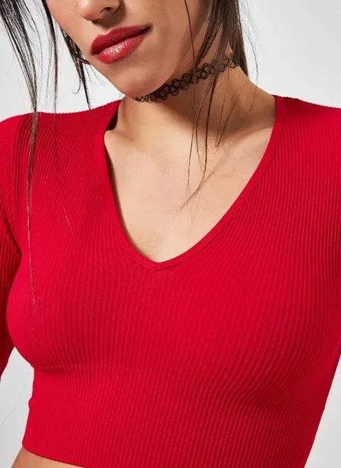 blusa manga longa seamless decote v blusa manga longa seamless decote v