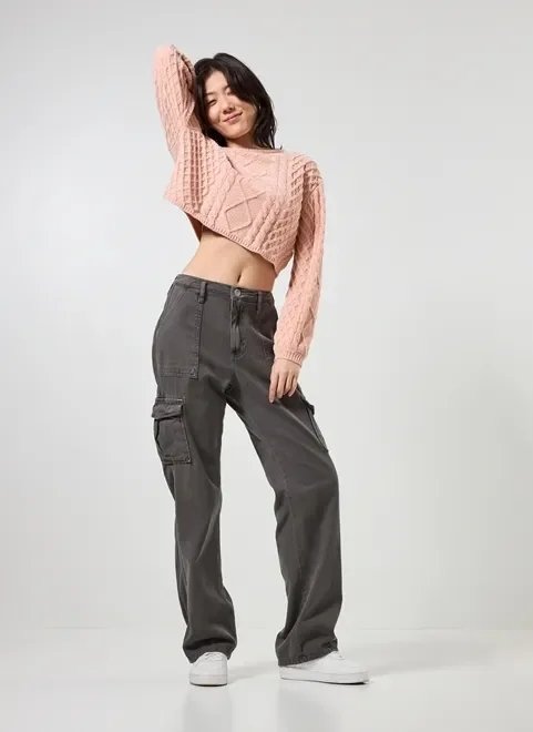 blusa cropped em tricô trançado blusa cropped em tricô trançado