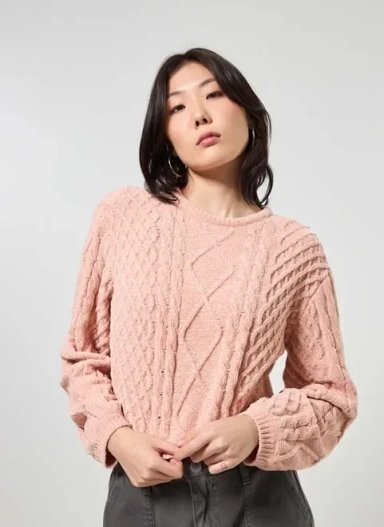 Blusa <em>cropped</em> em tricô trançado, da Youcom