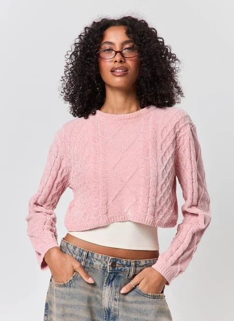 blusa cropped em tricô trançado blusa cropped em tricô trançado
