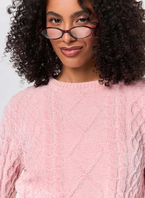 blusa cropped em tricô trançado blusa cropped em tricô trançado