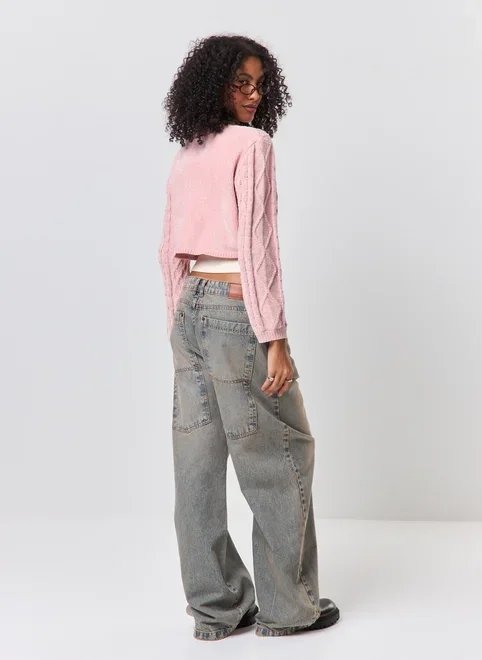 blusa cropped em tricô trançado blusa cropped em tricô trançado