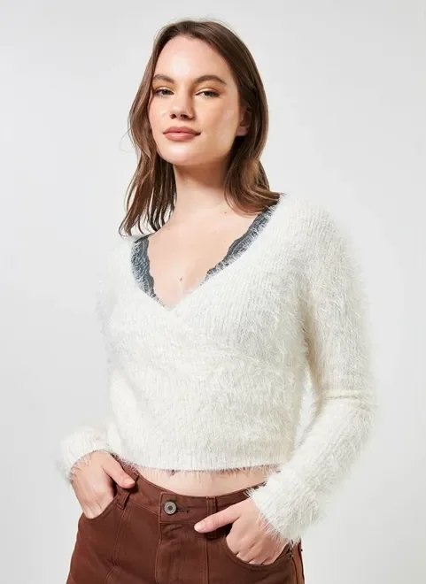 blusa de tricô transpassada blusa de tricô transpassada