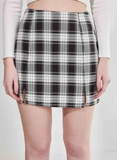 saia curta xadrez preto e branco saia curta xadrez preto e branco