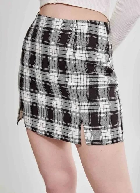 saia curta xadrez preto e branco saia curta xadrez preto e branco