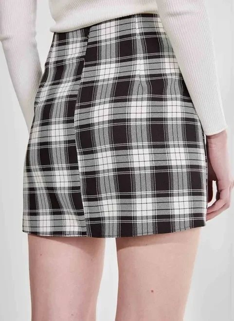 saia curta xadrez preto e branco saia curta xadrez preto e branco