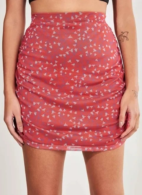 saia vermelha em tule com franzidinho saia vermelha em tule com franzidinho