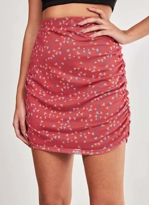 saia vermelha em tule com franzidinho saia vermelha em tule com franzidinho