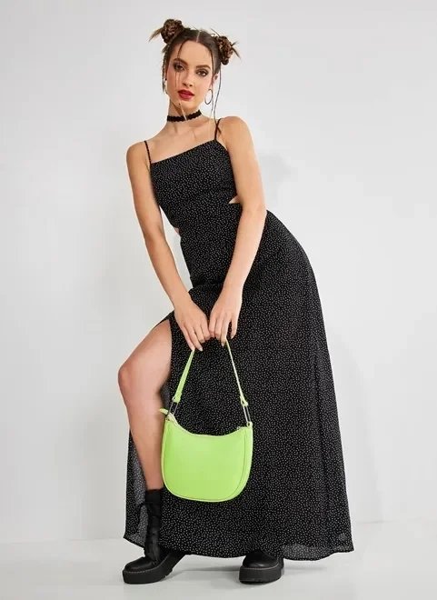 vestido longo com amarração nas costas poá vestido longo com amarração nas costas poá