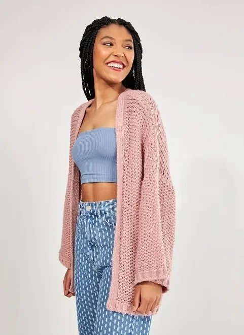 cardigan estilo kimono de retilínea rosé cardigan estilo kimono de retilínea rosé