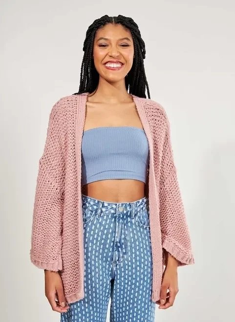 cardigan estilo kimono de retilínea rosé cardigan estilo kimono de retilínea rosé